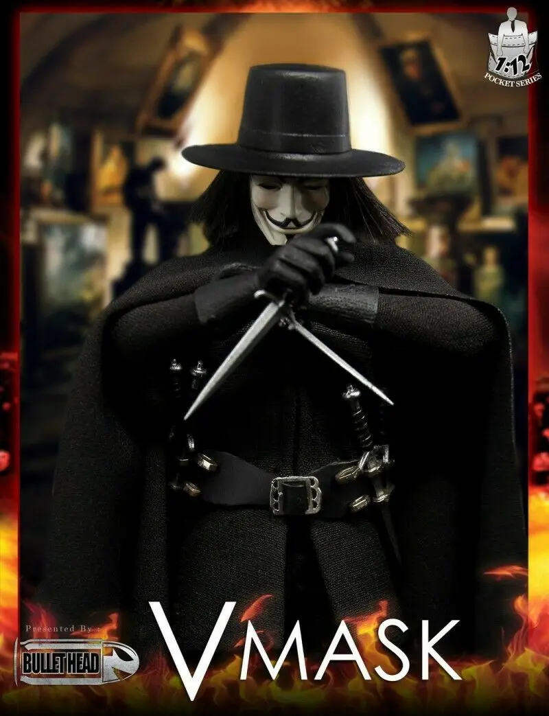 Коллекция 1/12, цилиндрическая голова BH004 1/12 VMASK V для вендетты, Мужская фигурка, набор, экшн-фигурка, модель, игрушка, подарок для фанатов