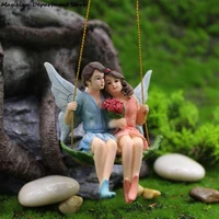 resin crafts angel couple flower fairy garden pendant swing couple flower fairy forest fairy moss ornaments lovely garden decor