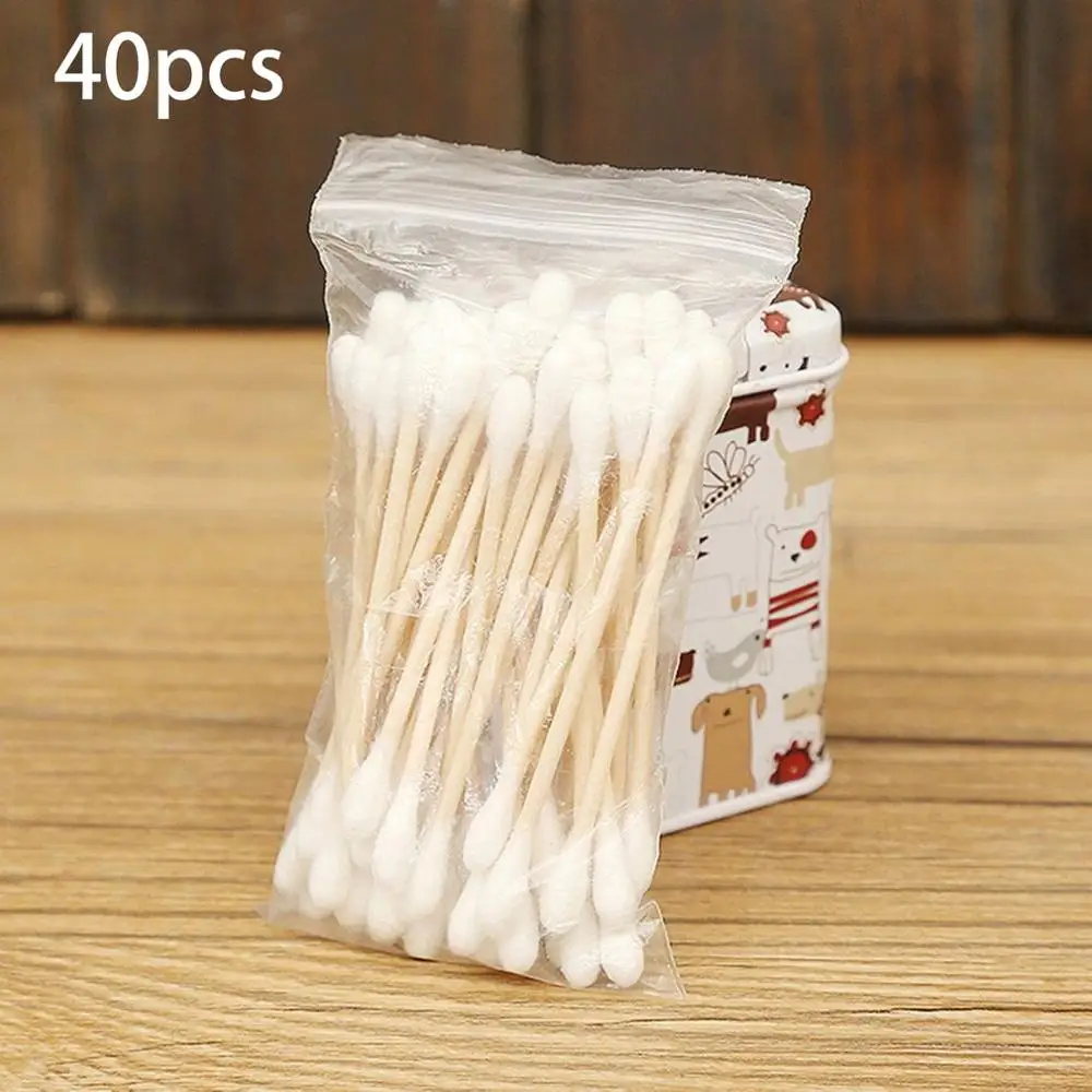 40 шт. деревянные палочки для чистки ушей|Ватные палочки| |