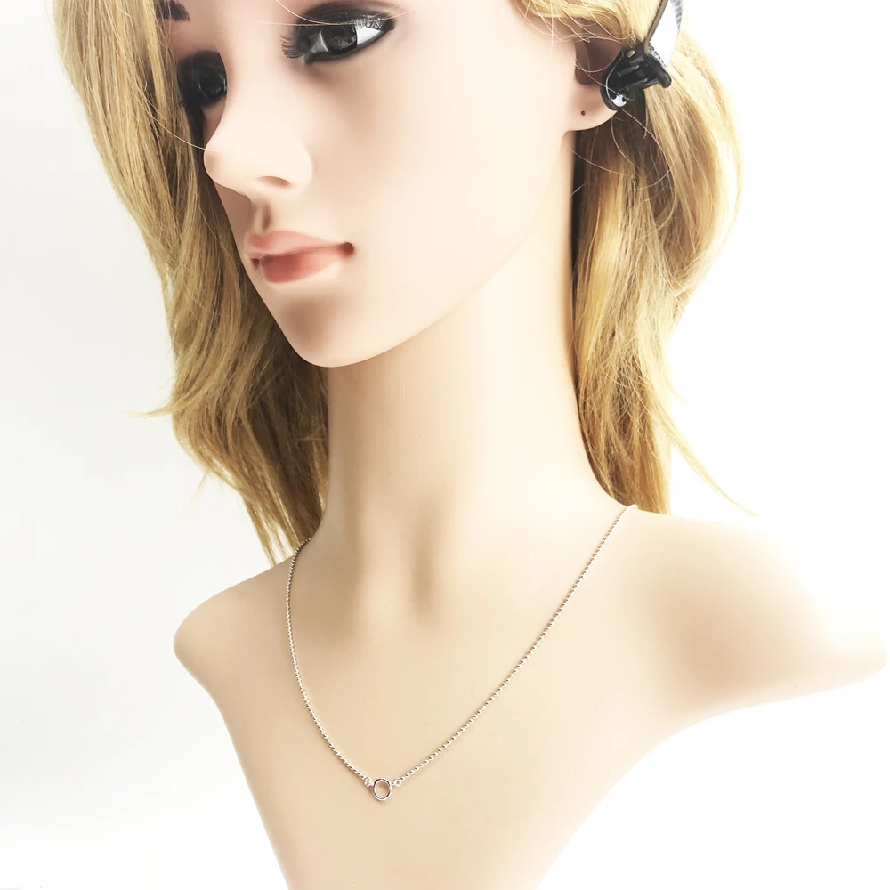 Ожерелье из звеньев цепи ожерелье с круглым шармом переноской Весенняя