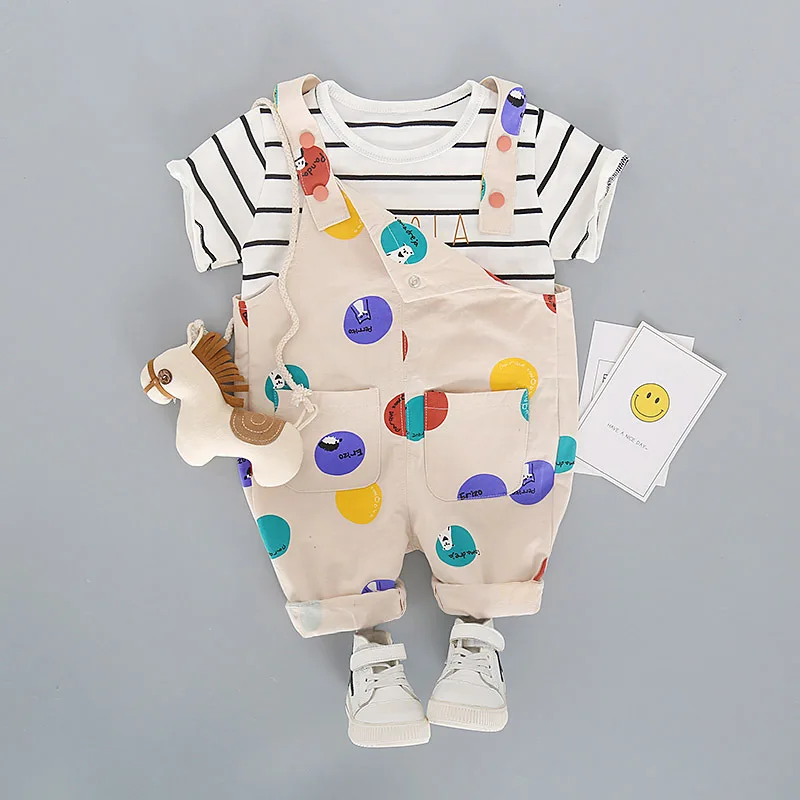 Модная детская одежда комбинезон для маленьких девочек и мальчиков комплект