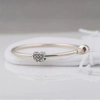 925 sterling silver beaded sparkling heart cz transparent zircon beads pendant charm bracelet diy jewelry making for pandora
