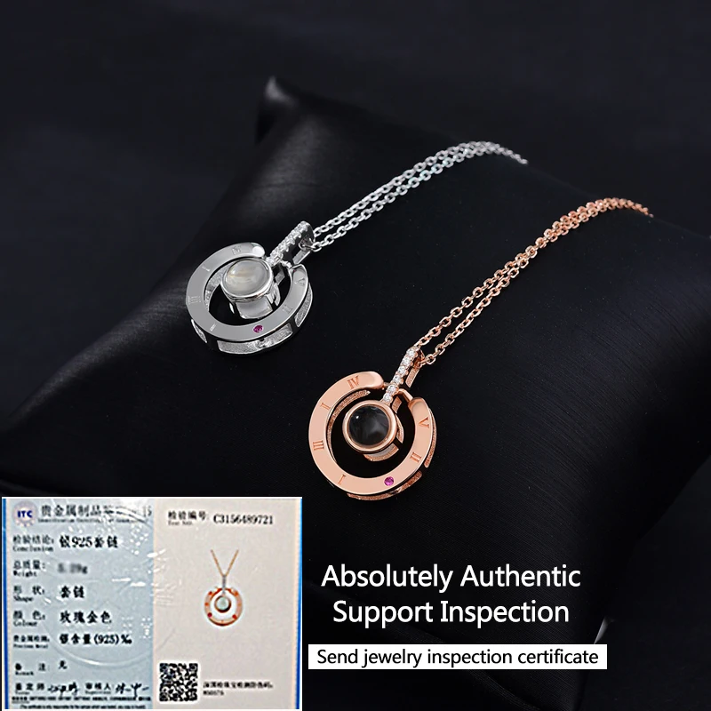 MYQAMRA s925 Серебряное Драгоценное Ожерелье проекция подвеска на золотой цепочке для женщин подарок свадьба пользовательское персонализированное имя ожерелье s