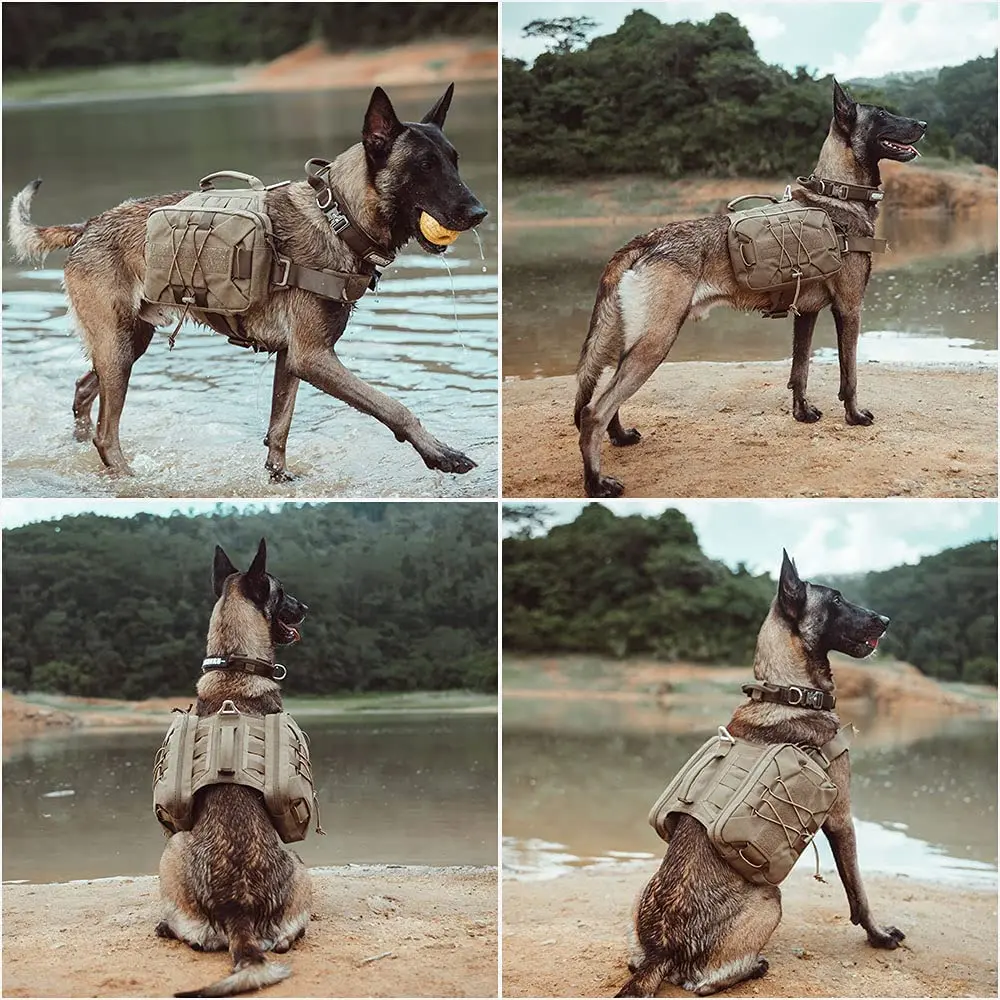 

Tactical Dog Harness Military Training Patrol Service Vest Hound Dog Saddle Bag Travel Hiking Backpack Harness for Large Big Dog