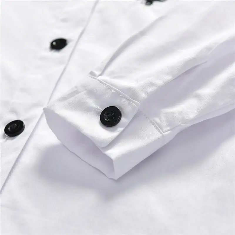 Рубашки для мальчиков блузка малышей Модный белый Хлопковый пуловер с длинными