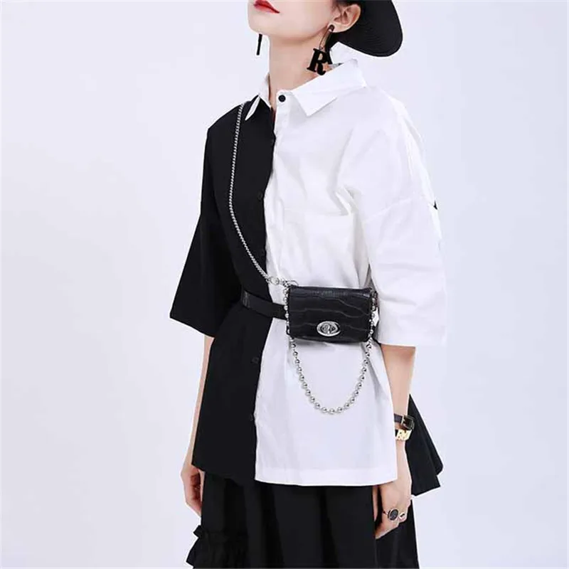 Johnature 2023 New Crocodile Texture Mini Bag PU Leather Chain Belts For Women Summer Fashion Detachable Belts