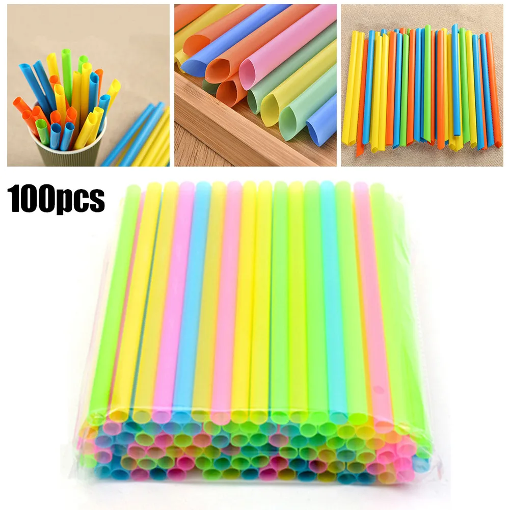 

100pcs Boba Bubble Tea Straws Multicolor Extra Wide Plastic Drinking Straws Smoothie Milkshake Slushie Drink Straws Accessories