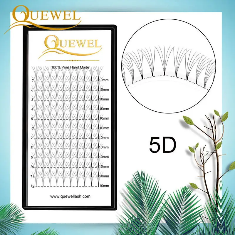 Готовые объемные вееры для наращивания ресниц русский объем 5D с длинным стержнем