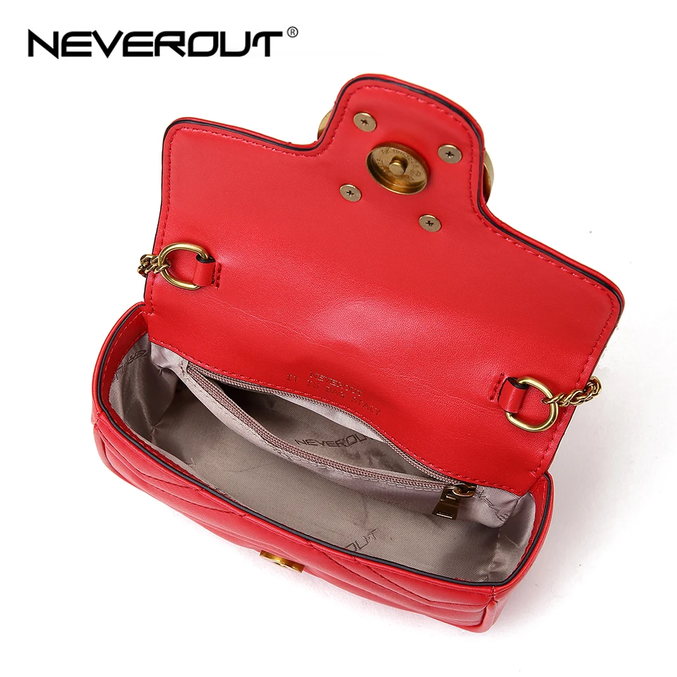 Женские мини сумки NEVEROUT стеганые на плечо из сплит кожи маленькая сумка через