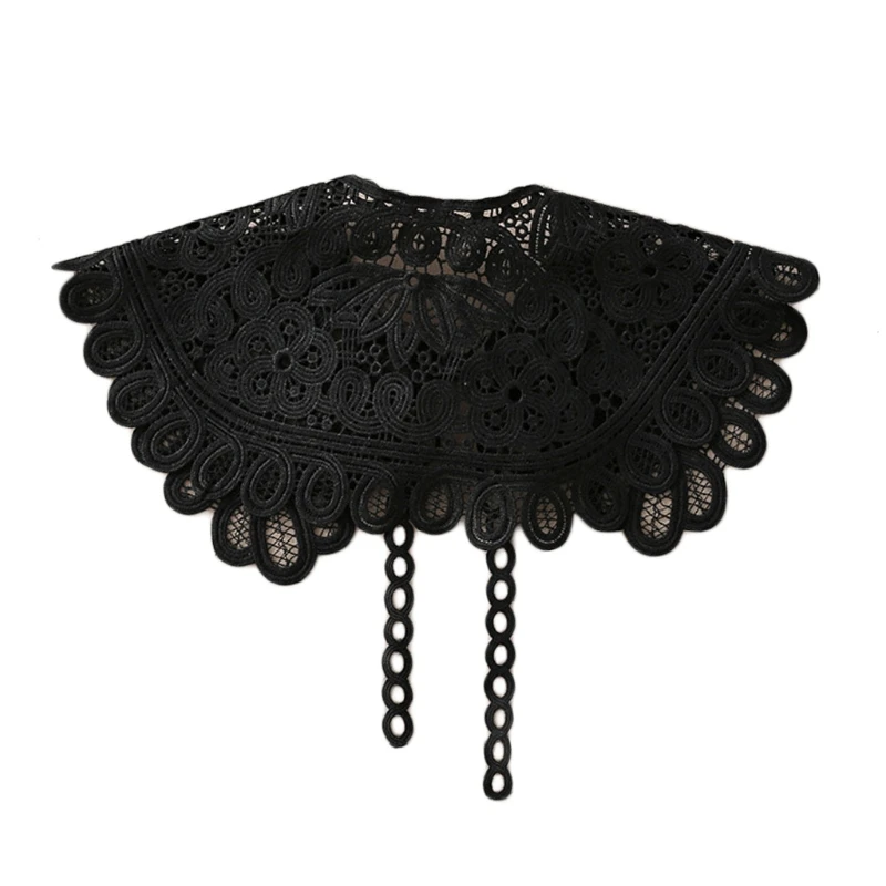 

Lace-Up Chain Bowknot Fake Collar Shawl Wrap Elegant Hollow Out Floral Lace Necklace Half Shirt Mini Capelet M19 21 Dropshipping