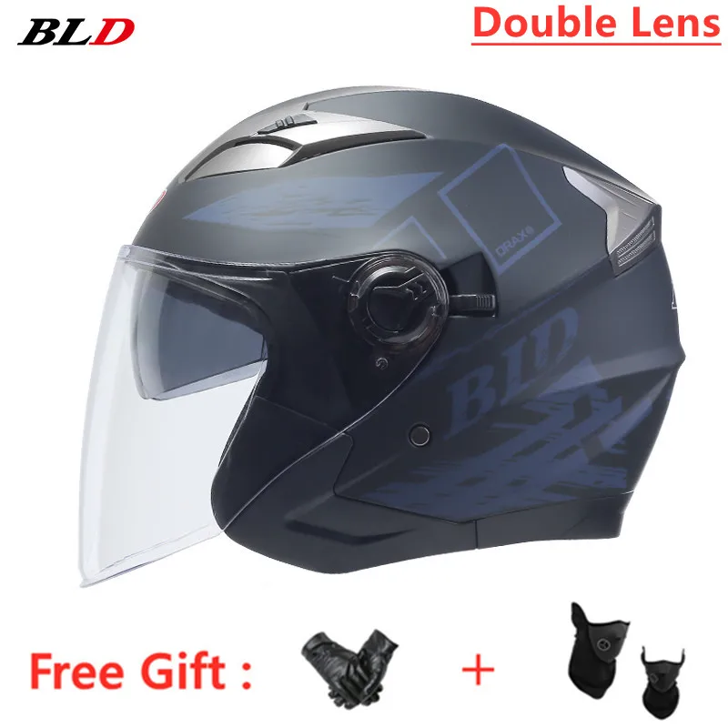 

Electric Bicycle Motorcycle Helmet Scooter Open Face Vintage Dual Lens Four Seasons Casco Moto Motocross Helmets for Women Kids