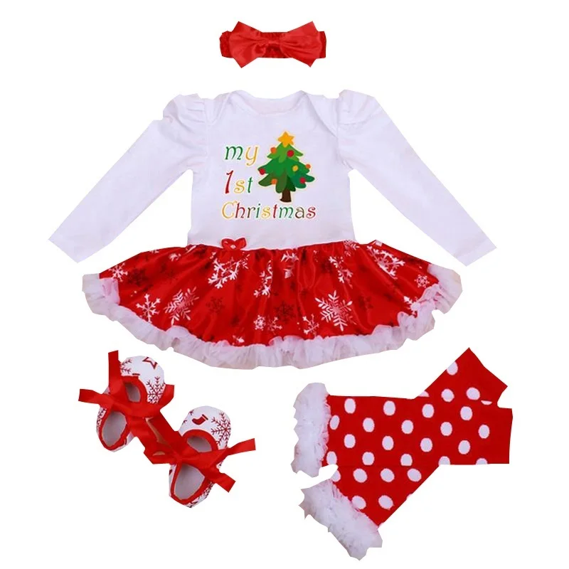 

First Christmas NewBorn Baby girl Costume Romper Baby Clothes Sowflake Dress New Year Girl Bebe Clothing Children Infant Dresses