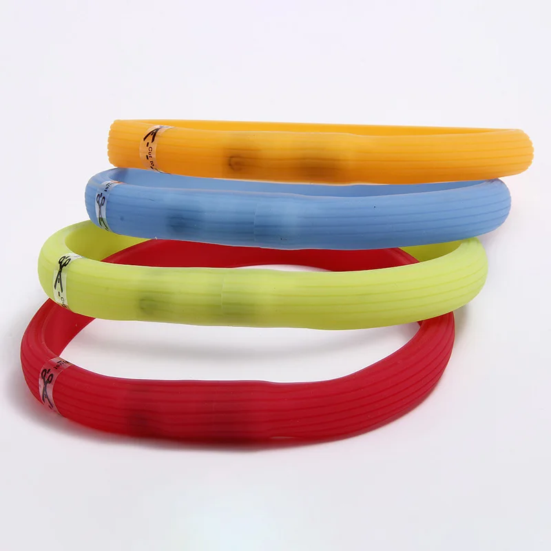 

Rechargeable USB LED Warn Dog Collar for Night Walking Adjustable Silicone Collar Neck Strap For Dog #7