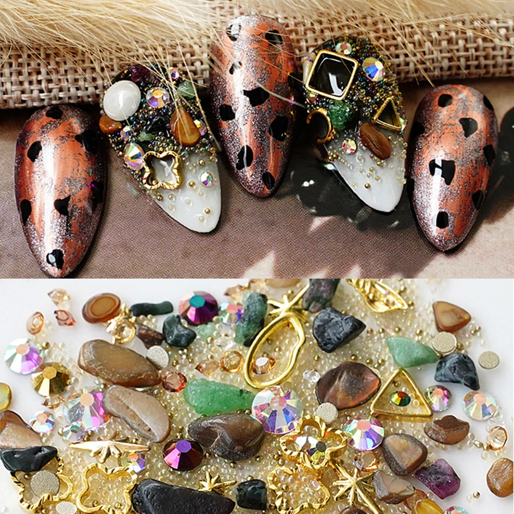 1 коробка смешанный цветной дизайн ногтей Стразы океан штормы Стиль 3D микро дрель