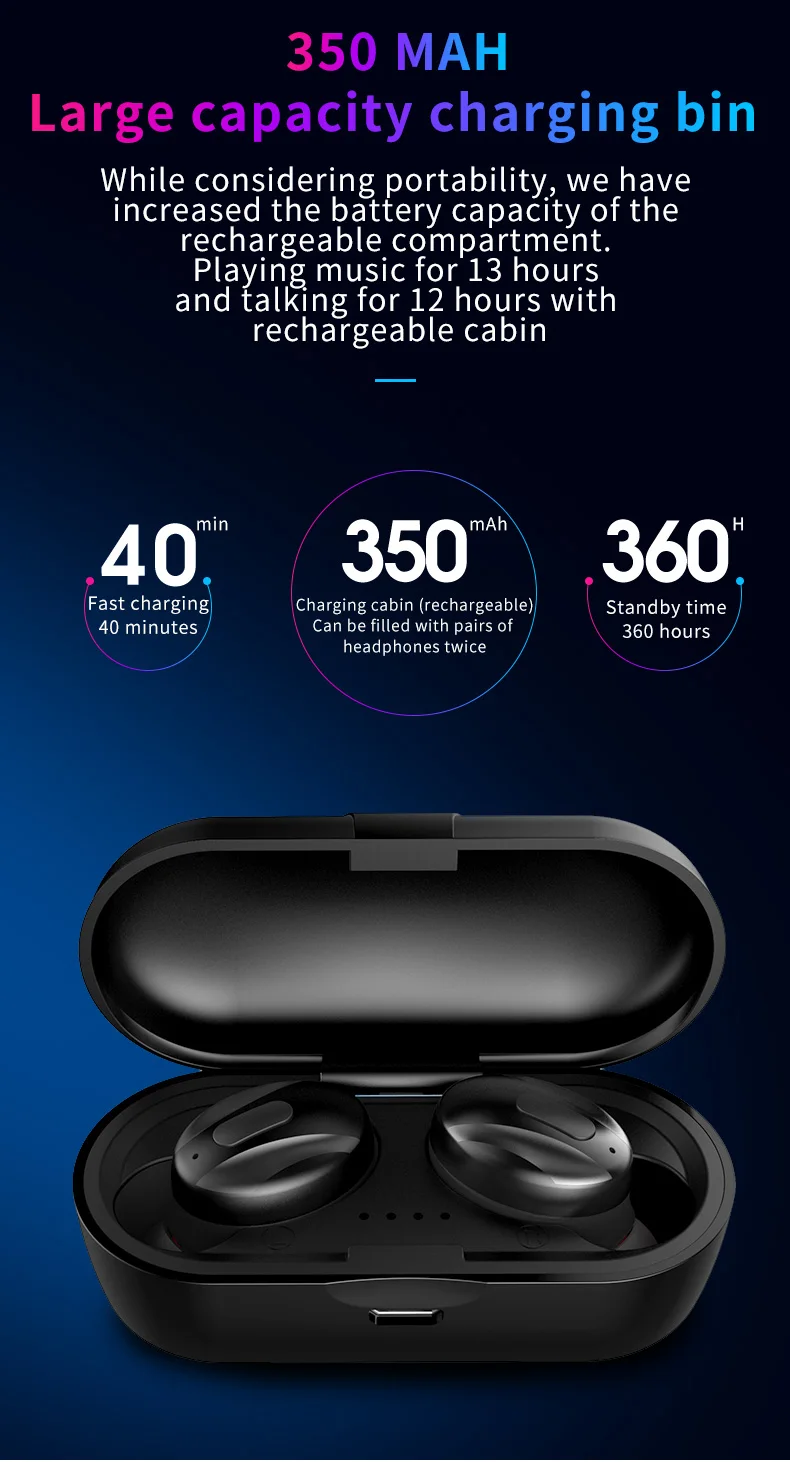 CBAOOO TWS Bluetooth наушники спортивные музыкальные беспроводные наушники Bluetooth 5,0 наушники с микрофоном и зарядным устройством