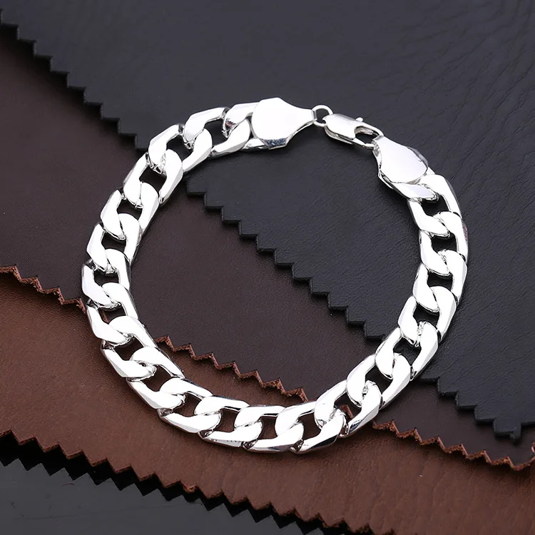 

Fashion flat men's side bracelet 10MM plating hand jewelry hot sale