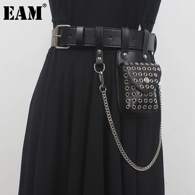 [EAM]  Pu Leather Green Mini-bag Spliced Long Belt Personality Women New Fashion Tide All-match Spring Autumn 2023 1DE0258