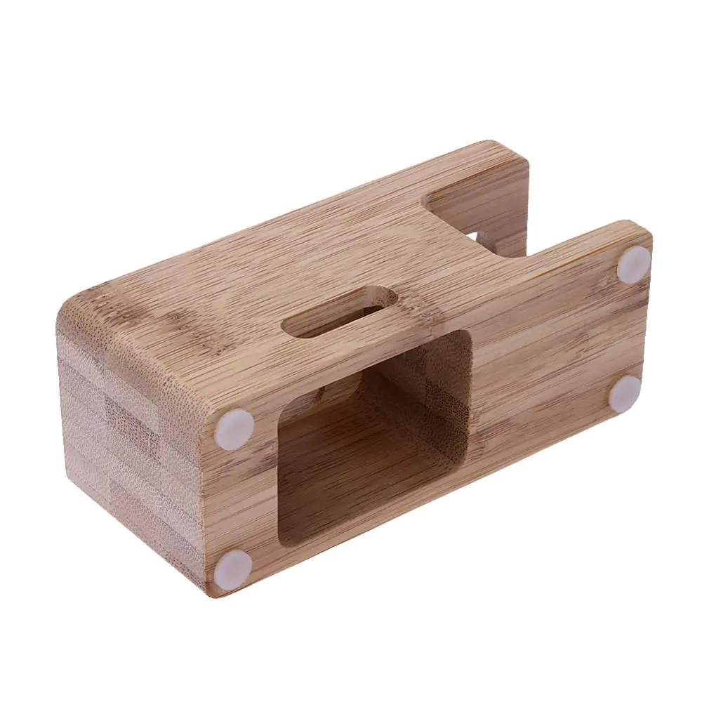 2 in 1 Smooth Bamboo Wood Desktop Stand for iPhone Phone Holder Charger Charging Dock Station Base bracket Apple Watch | Мобильные