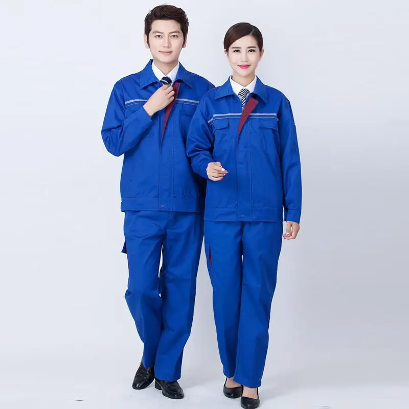 

2021 New Long Sleeve Spring And Autumn Labor Insurance Overalls Blue Fashion Turndown Collar Suit And Set Wear Engineering Suit