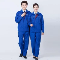 2021 new long sleeve spring and autumn labor insurance overalls blue fashion turndown collar suit and set wear engineering suit