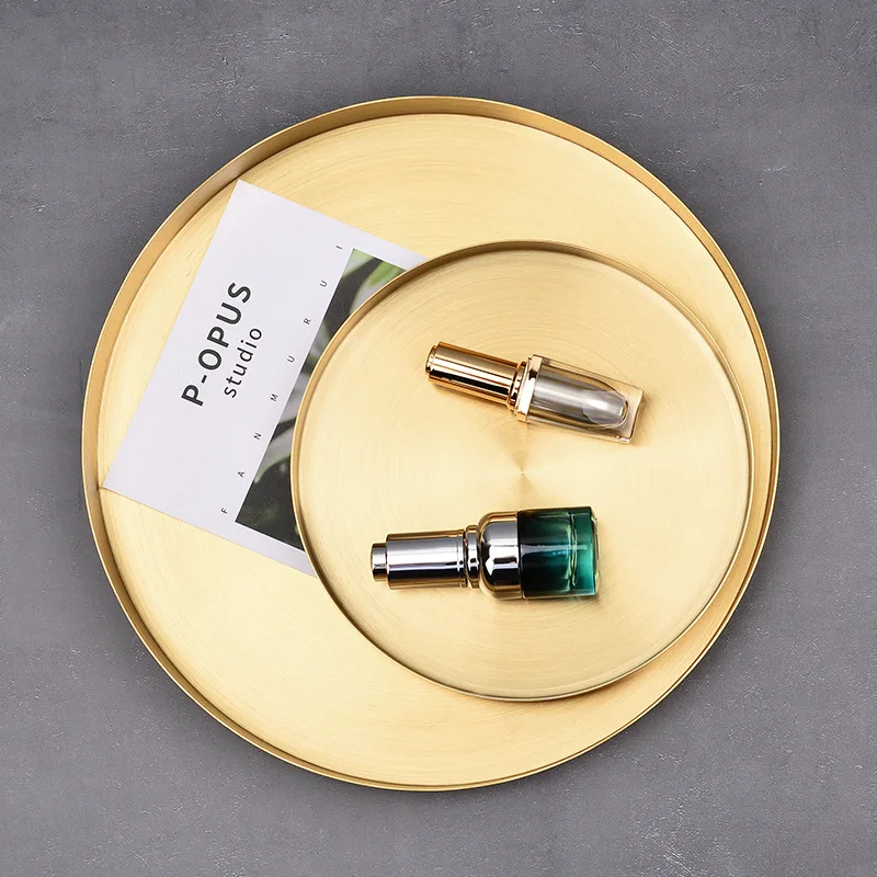 Exquisite Home Gold Kitchen Space Saving Round Shape Jewelry Display Decorative Storage Tray Desktop Stainless Steel Bathroom MJ | Дом и сад