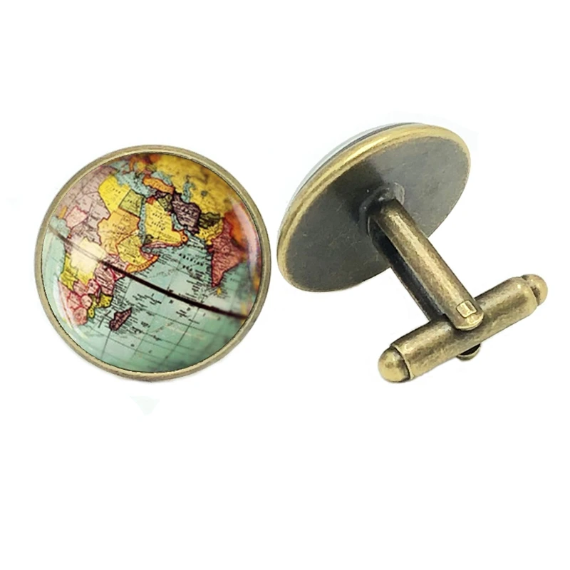 Новинка 2019 ювелирные запонки с рисунком мирового глобуса Креативные Круглые