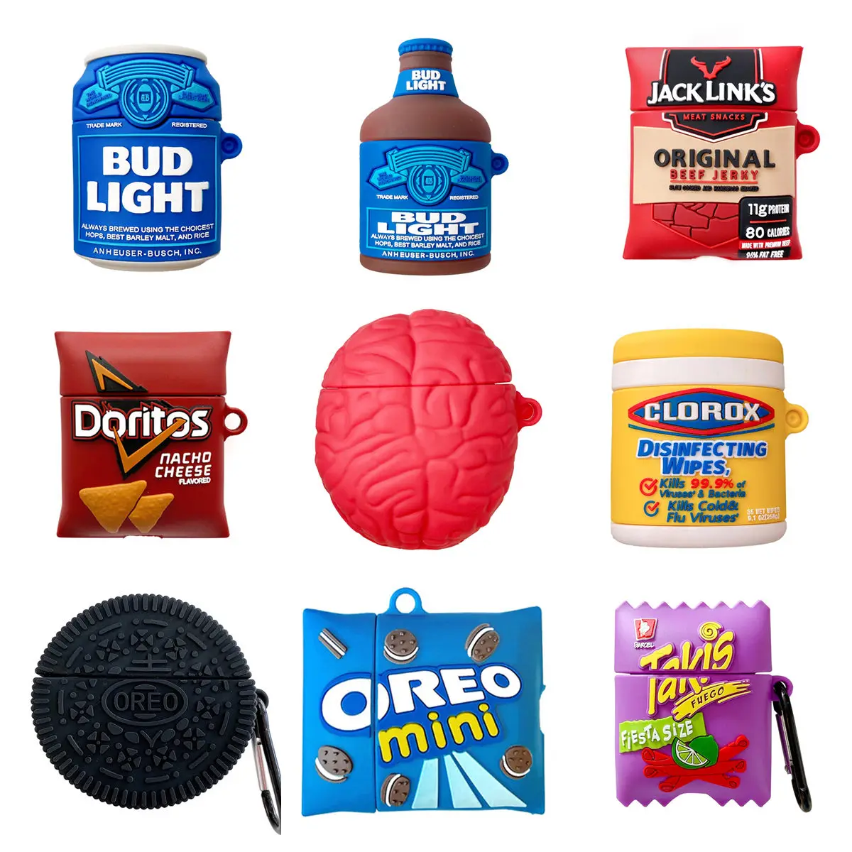 

3D Cookies Beer Bottle Case for Airpods 1 2 Pro Cute Brain Chips Silicone Headphone Earphone Cover for Airpods Case Charging Box