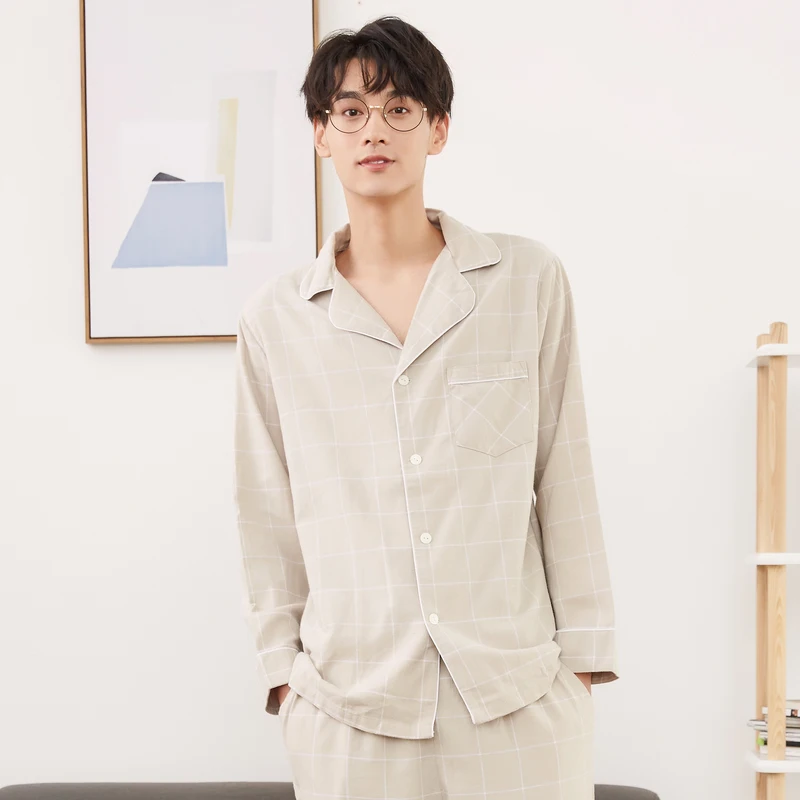 Metersbonwe хлопковые Пижамные комплекты для мужчин ночное белье высокое качество