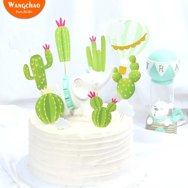 

Cactus Fairy Cake Decoration Party Children's Day Cake Topper Happy Birthday Cake Decorating Safari Theme Party Supplies