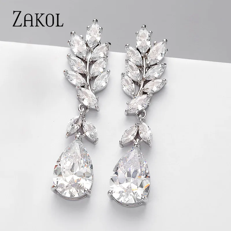 ZAKOL Роскошные Кристальные капли кубического циркония ювелирные изделия для