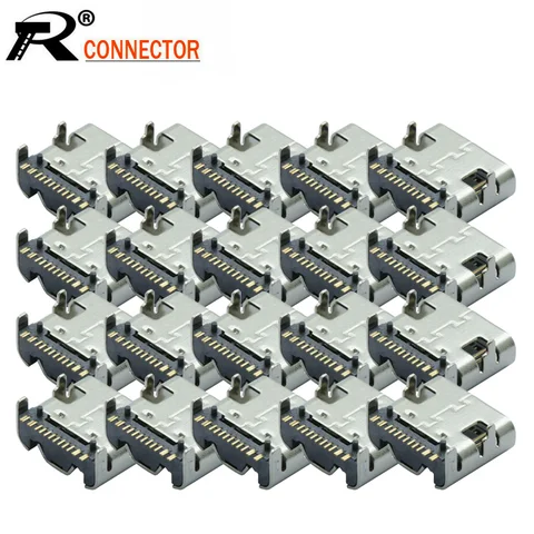 10 шт./лот Тип C 16 Pin SMT разъем USB 3,1 Type-C гнездо размещение SMD DIP для PCB дизайн DIY Высокая токовая зарядка