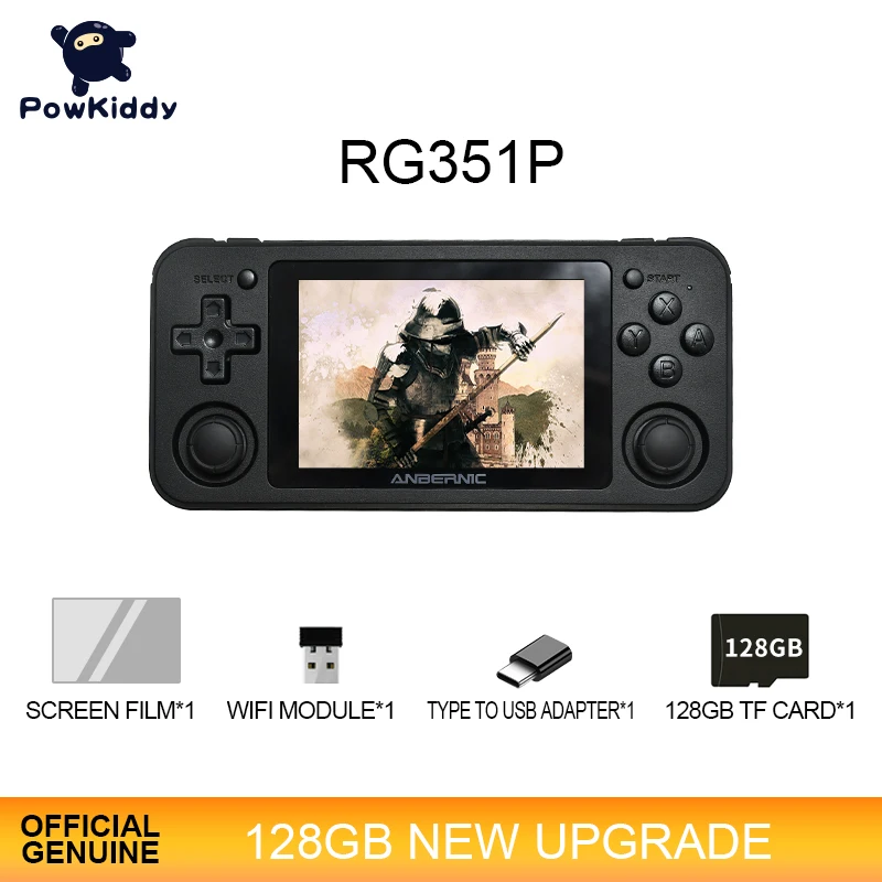 Kaufen Powkiddy RG351P Retro Spielkonsole Doppel Rocker RK3326 1,5 GHz 128GB Version Öffnen Linux System PS1 N64 Spiele Kinder Der Geschenke