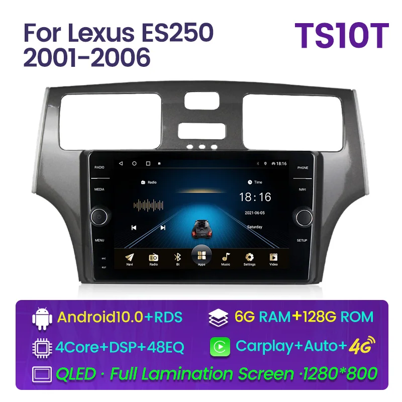 

Головное устройство 4G Lte DSP IPS Android 10, автомобильное радио, мультимедийный видеоплеер, навигация GPS, Wi-Fi для Lexus ES250 ES300 ES330 2001- 2006