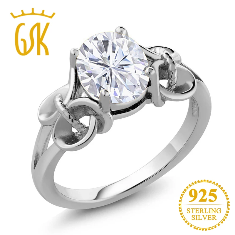 GemStoneKing Charles & Colvard Forever Classic Oval 2.10ct (DEW) Created Moissanite кольцо из стерлингового серебра 925