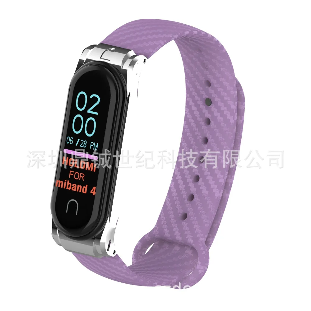Высококачественный ремешок для Mi Band 4 из мягкого силикона и углеродного волокна