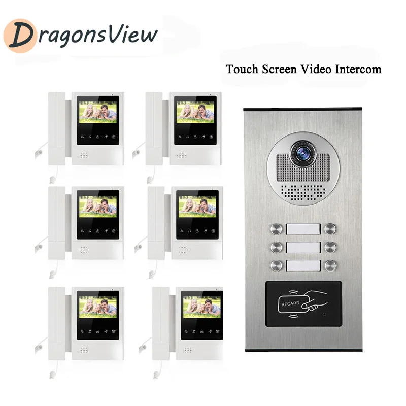 Видеодомофон DragonsView для квартиры видеодомофон 4 3 дюйма 6 устройств домашней