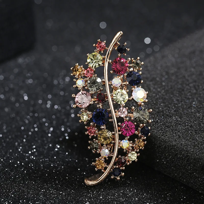 Разноцветная булавка с кристаллами для женщин гальванизированная Золотая брошь