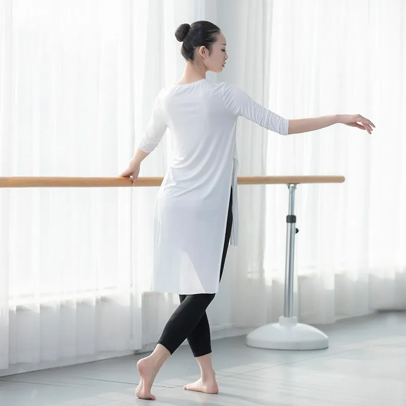 Женская блузка с рукавом 3/4 для современных танцев платье тренировок и йоги