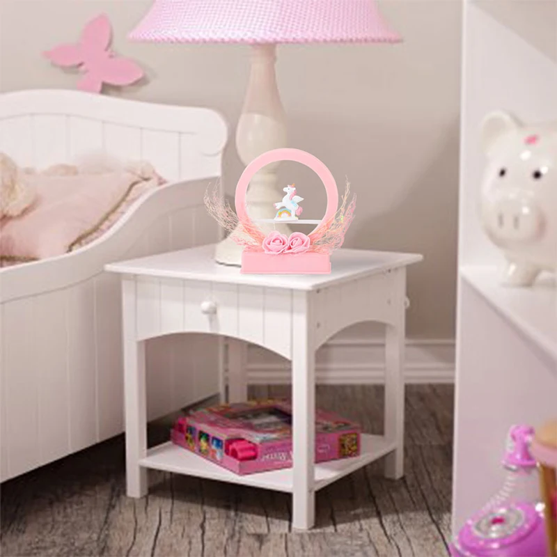 Центральные части стола в виде единорога Розовая Круглая внутренняя музыкальная