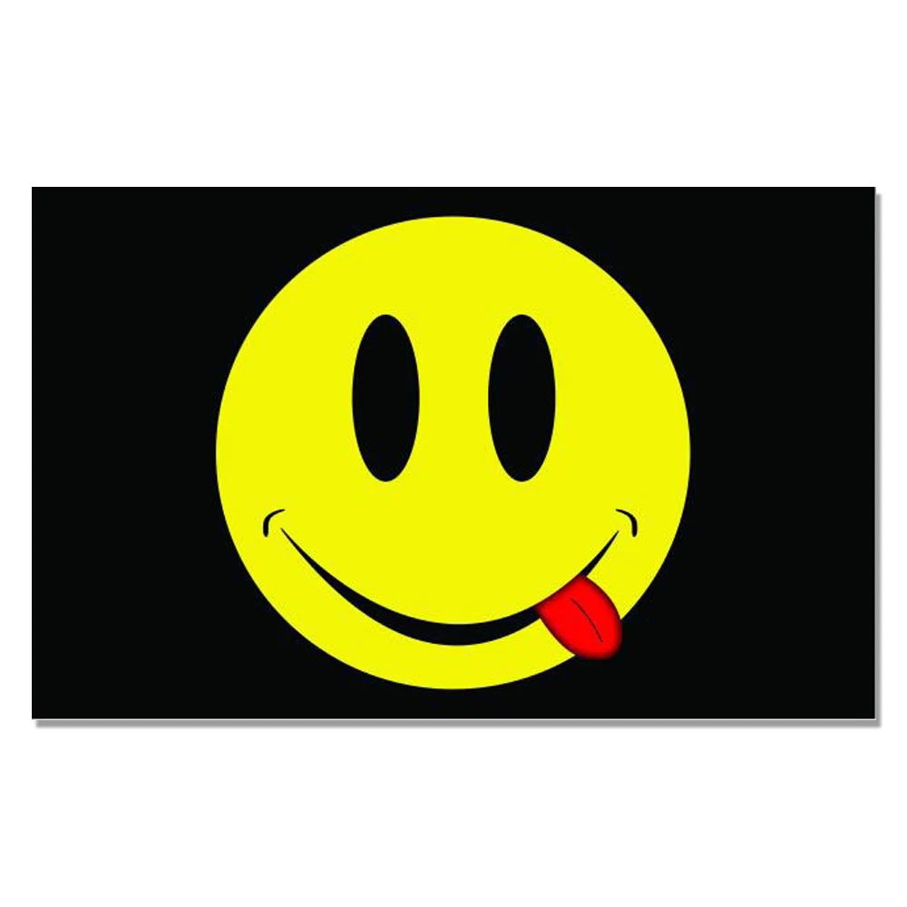 

Hot Sale Hitam SMILEY FACE Flag 3x5FT Banner 100D 150X90CM Polyester Kuningan Grommet Kustom Bendera