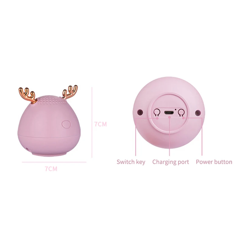 

Cute Antlers Bluetooth Speaker Portable Speakers Boombox Subwoofer Stereo Wireless Speaker with Mic Support BT/AUX MP3 Playback