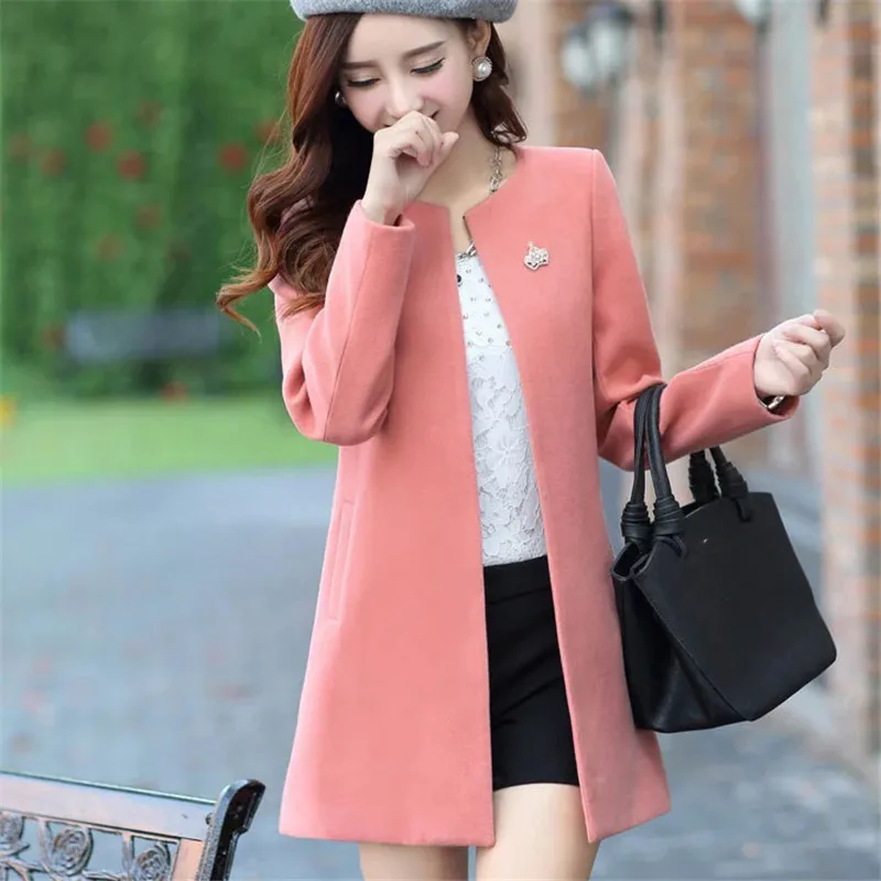 Шерстяное пальто женское желтое размера плюс Осень-зима 2020 новое корейское