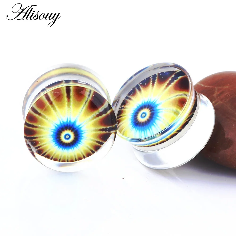 EM0811J Dragon Eye Alisouy 2 шт. диаметры для ушей туннели акриловые прозрачные фиолетовые животные цветок Модные беруши туннель растянутый пирсинг Тело растяжка - Окраска металла: EM0811J Dragon Eye