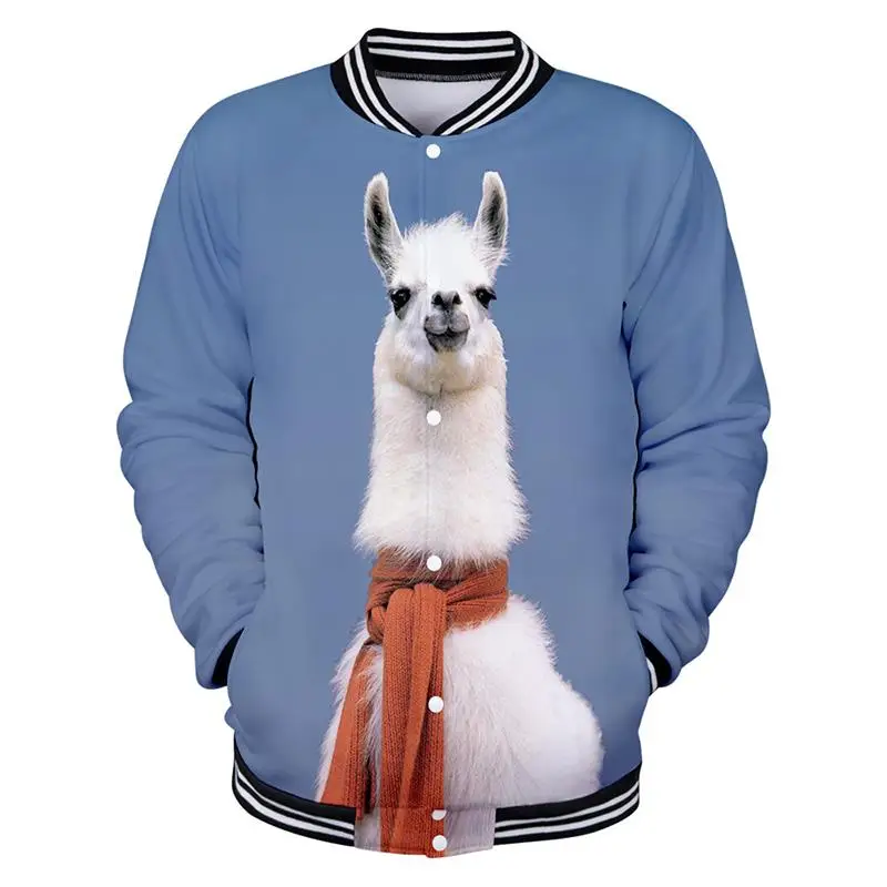

New Animal Funny Cartoon Alpaca Fashion 3d Baseball Jacket Coat Men Women Hoodie Sweatshirts Long Sleeve 3D Hoodies Jackets Tops