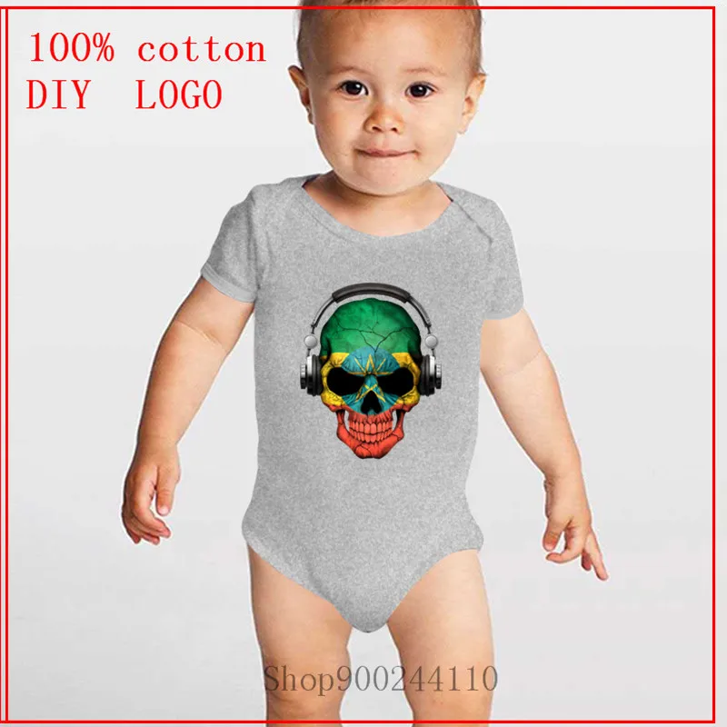 2020 летние темно череп диджей с Эфиопии флаг для ди-джей боди принтом Детские