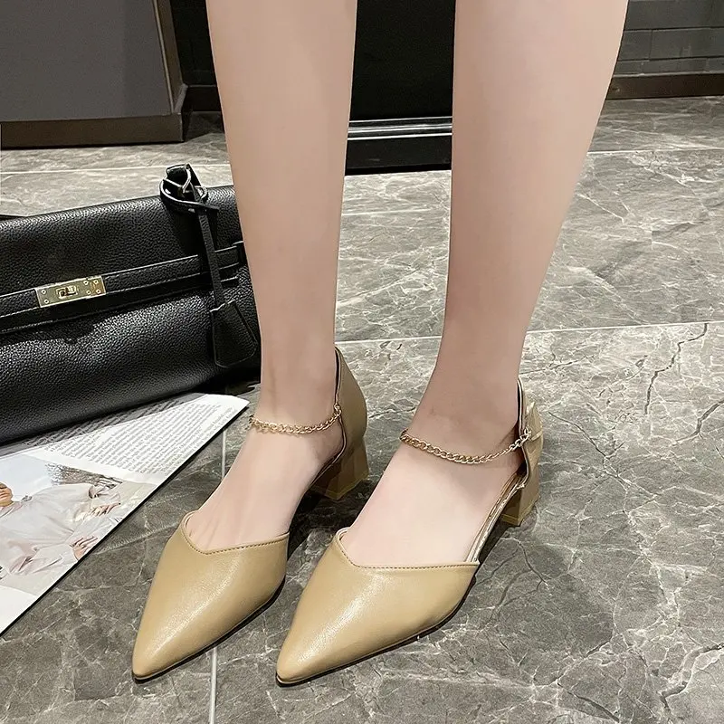 

Woman Sexy High Heels Shoes Brief Pumps Lace-Up Shallow Mouth Chunky Sandals 2021 Pointed Wedge Footwear Slip On Crossdressers B