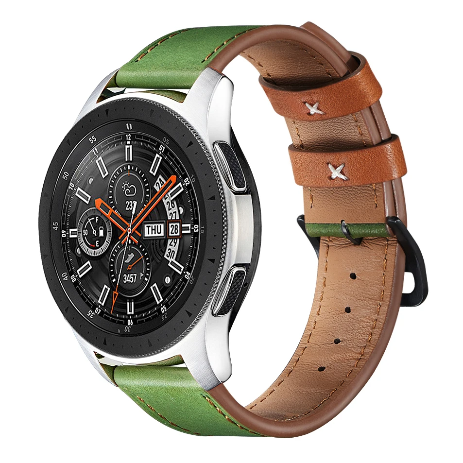 20 22mm Cow Leather band for Samsung Galaxy Watch 46mm Gear S3 Sport WatchBand Huawei Watch Replacement Strap Moto Huami Amazfit