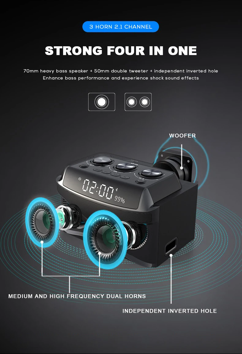 SOAIY S68 Мини светодиодный динамик s 25 Вт Портативный беспроводной Bluetooth динамик Smart Bass открытый с 3 драйверами Поддержка FM TF Быстрая