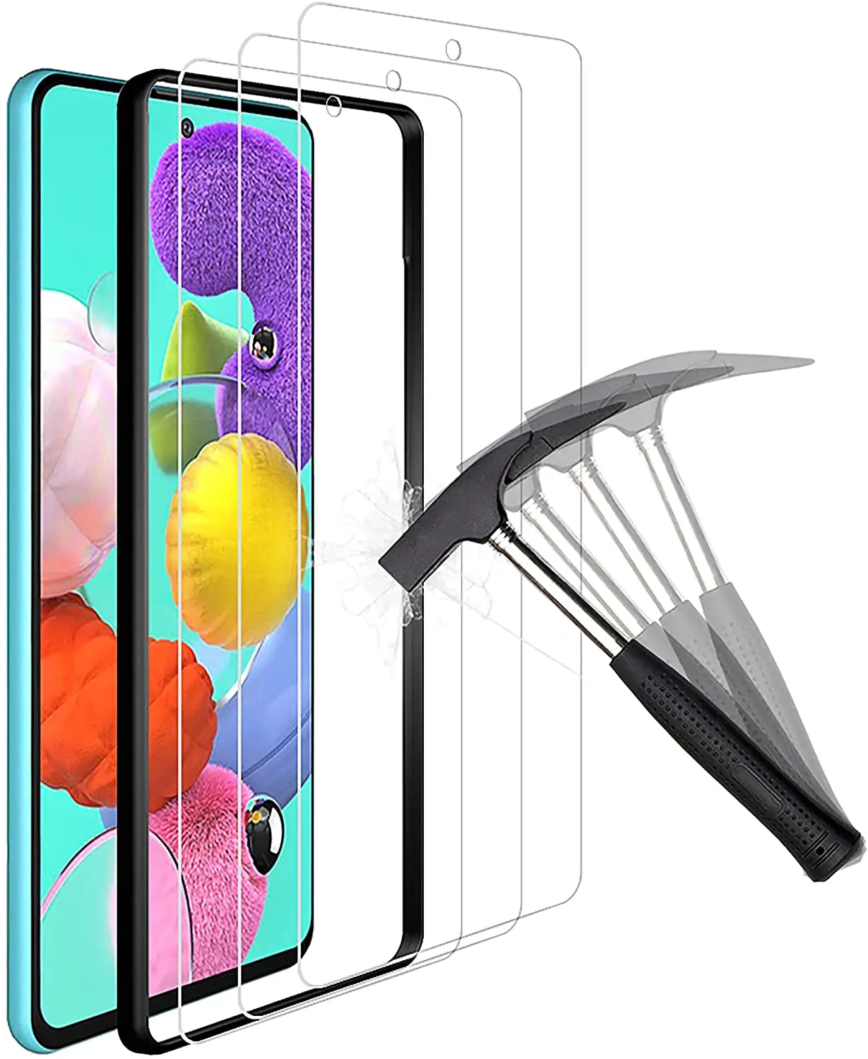 

ANEWSIR 3-Pack Compatible with Samsung Galaxy A51 4G/5G Screen Protector,Easy to Apply,Thin,9H Hardness,Tempered Glass