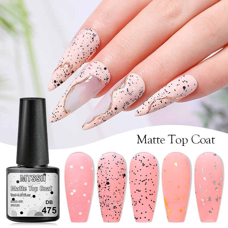 

Mtssii Matte Top Coat Nail Polish Sequins Eggshell Style Cheese Nail Art Semi Permanent Soak Off UV Gel MatteTop Coat